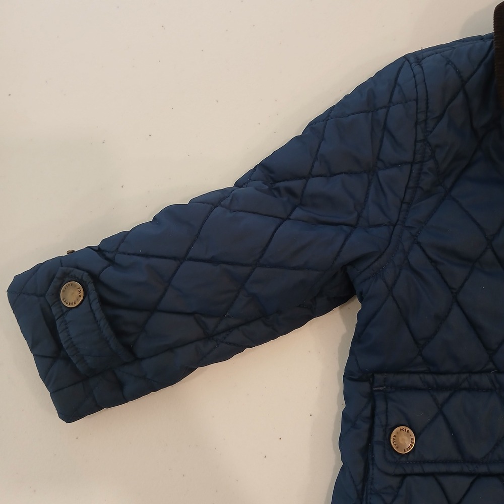 Polo Ralph Lauren Quilted Jacket Boys 2T Blue Corduroy Collar Preppy Equestrian - Picture 4 of 9